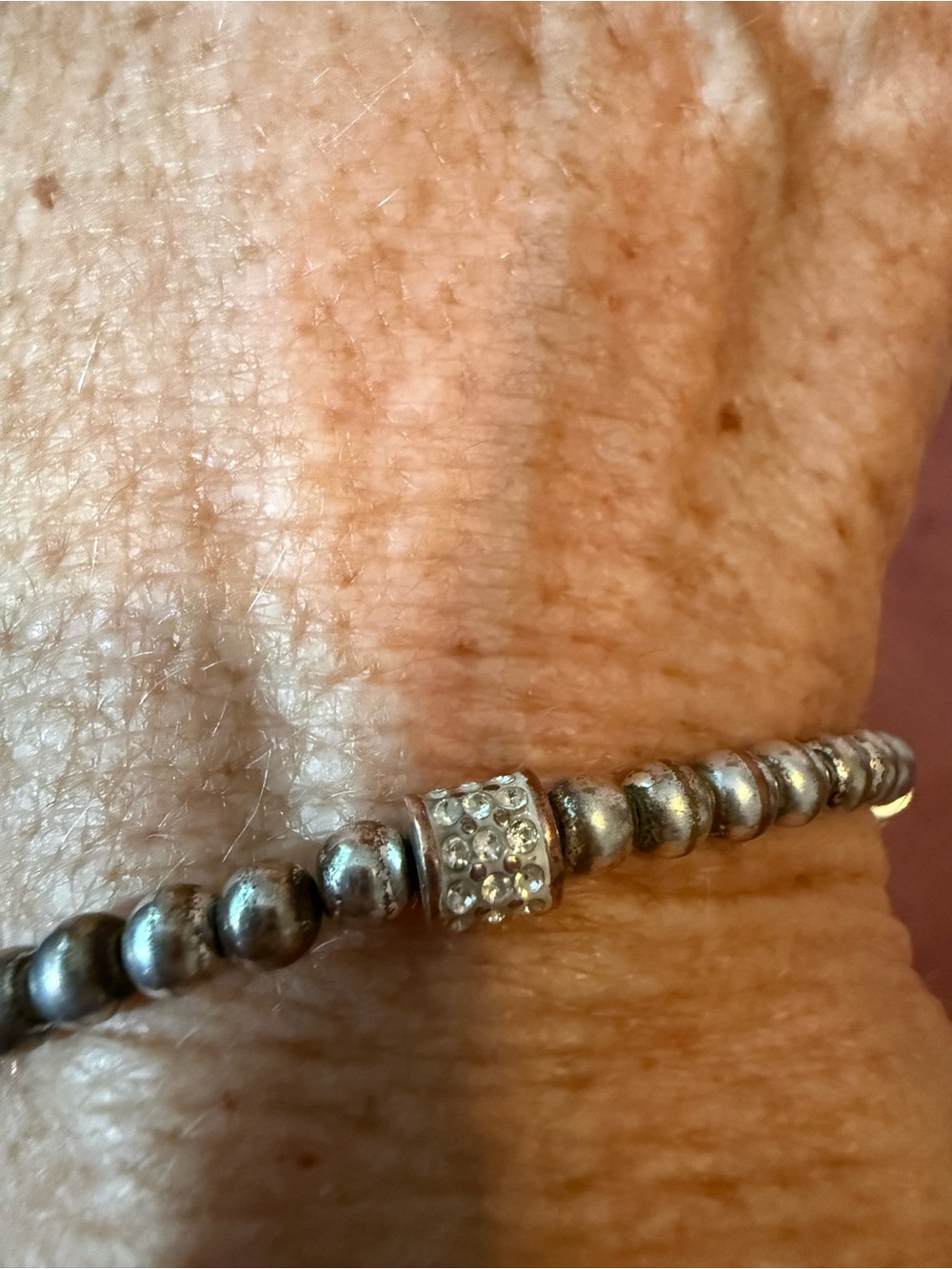 Brighton Meridian Silver Beaded Bracelet with Glimmering Rhinestone Accents